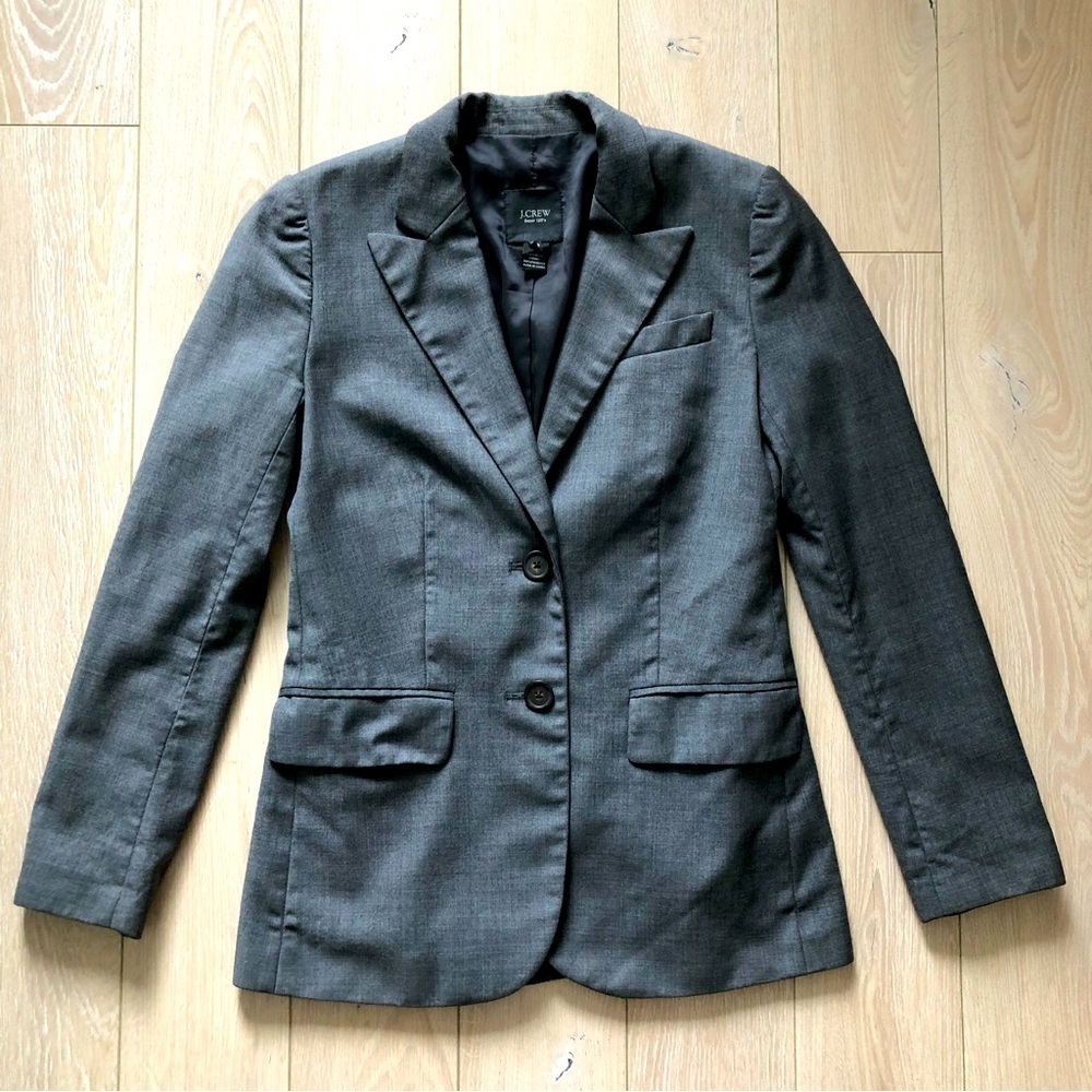 J. Crew Super 120s Merino Wool Grey Blazer Jacket